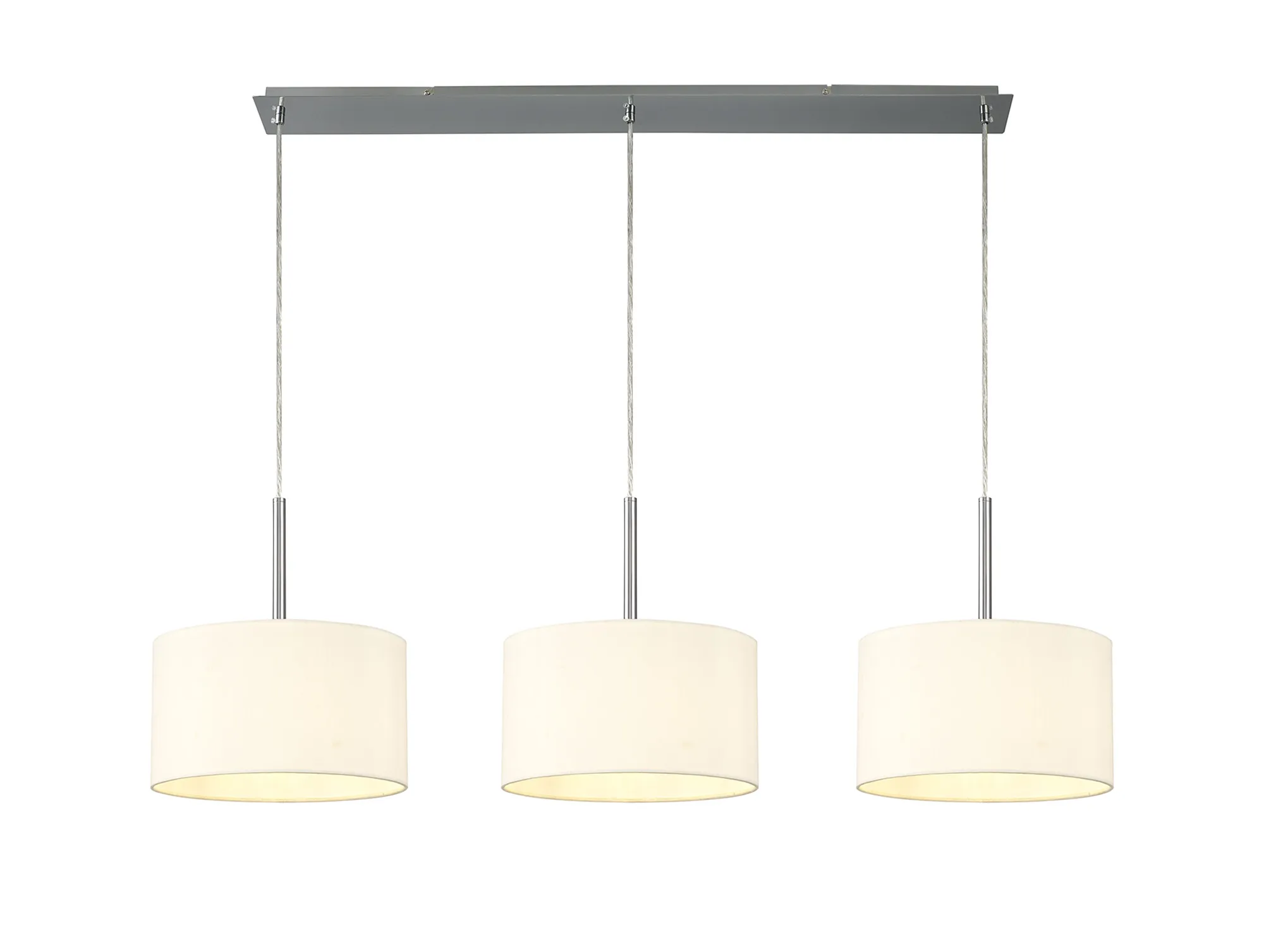DK0553  Baymont 30cm Shade 3 Light Pendant Polished Chrome, Ivory Pearl/White